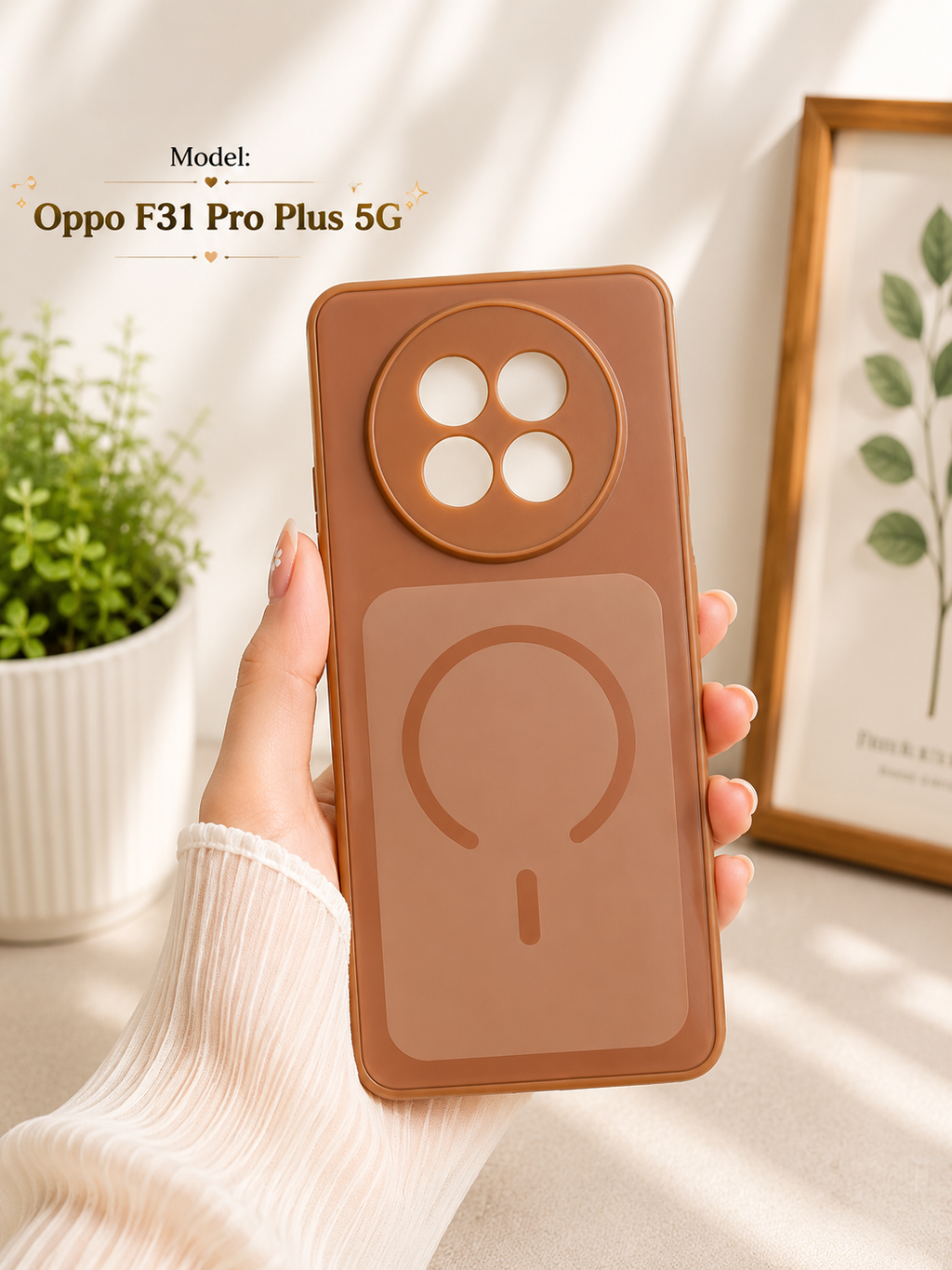 Magnetic Matte Back Cover for Oppo F31 Pro Plus 5G – Premium Brown & Blue Case