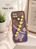 Cute Butterfly Beaded Back Cover for Oppo A15 – Stylish Hand Strap Case❤️