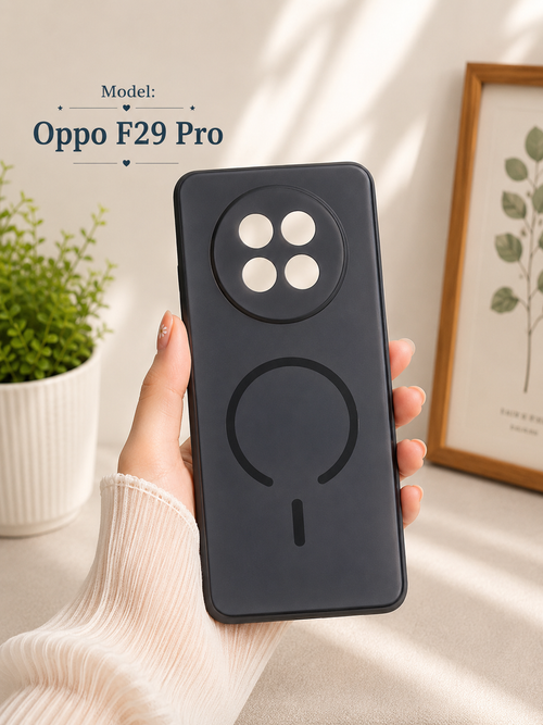 Magnetic Matte Back Cover for Oppo F29 / F29 Pro – Clear & Black Slim Case💥