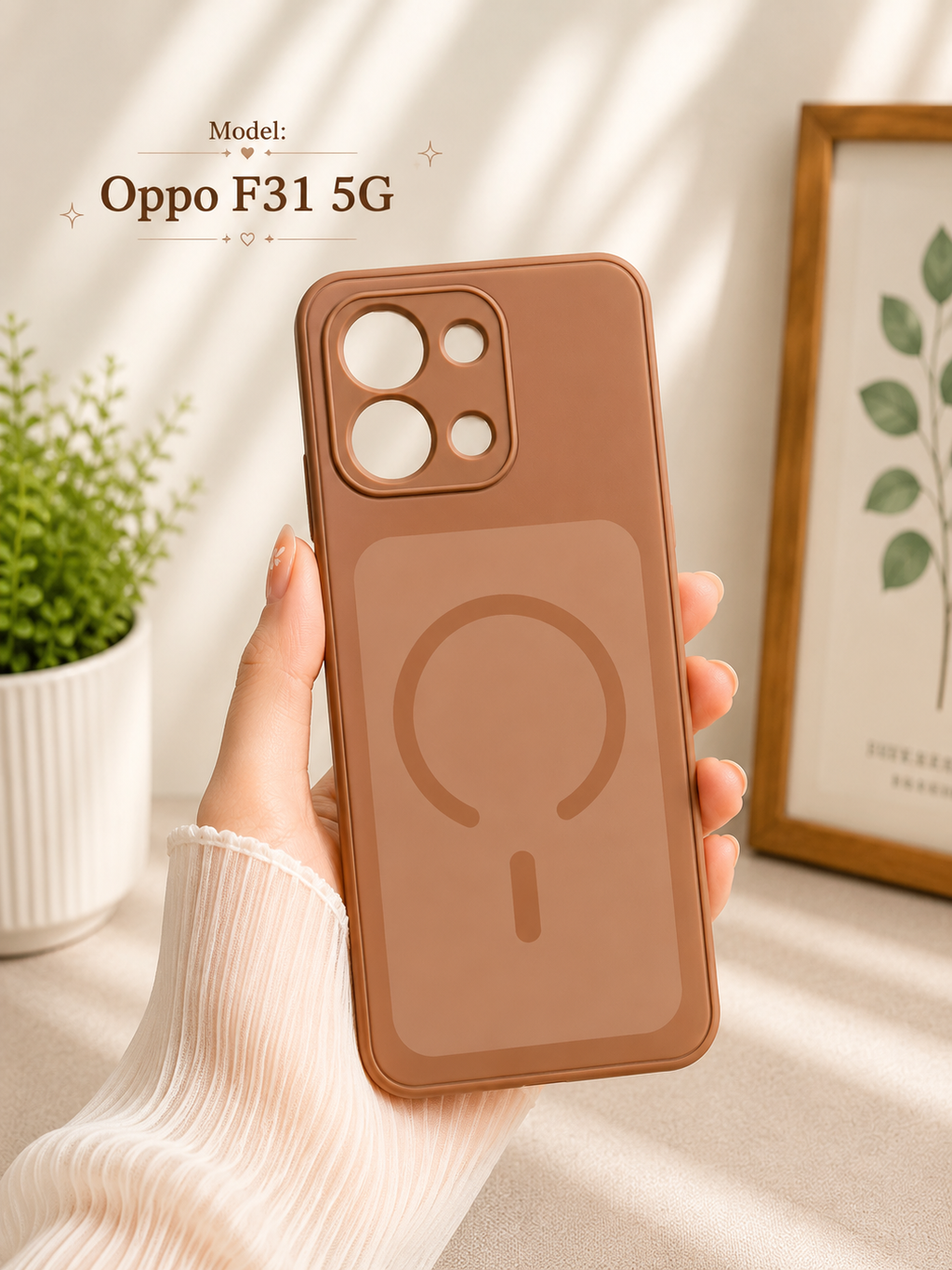 Magnetic Matte Back Cover for Oppo F31 5G – Premium Black & Brown Case✨️
